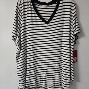 89 & Madison chalk black stripe womens Blouse sz 1X